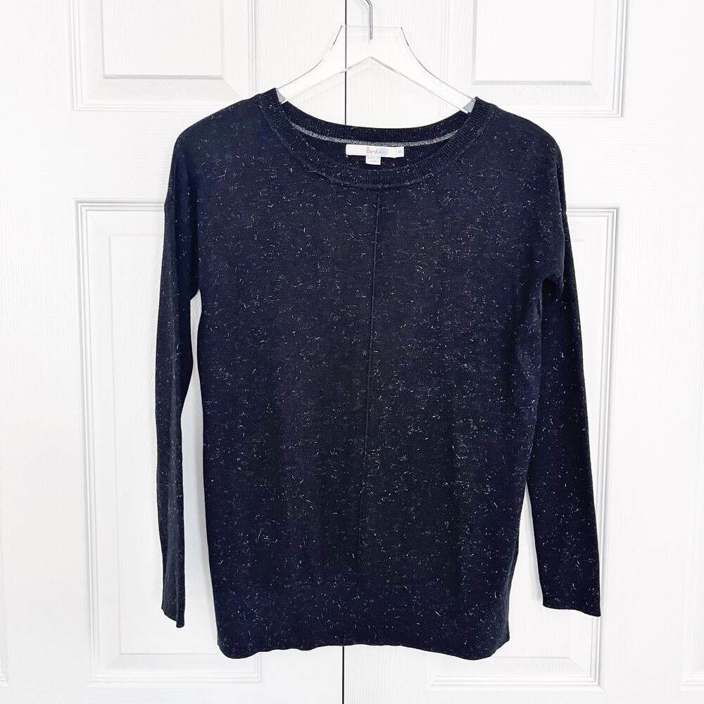 Boden Aurelie Sparkle Jumper Black Silver Metallic Knit Sweater